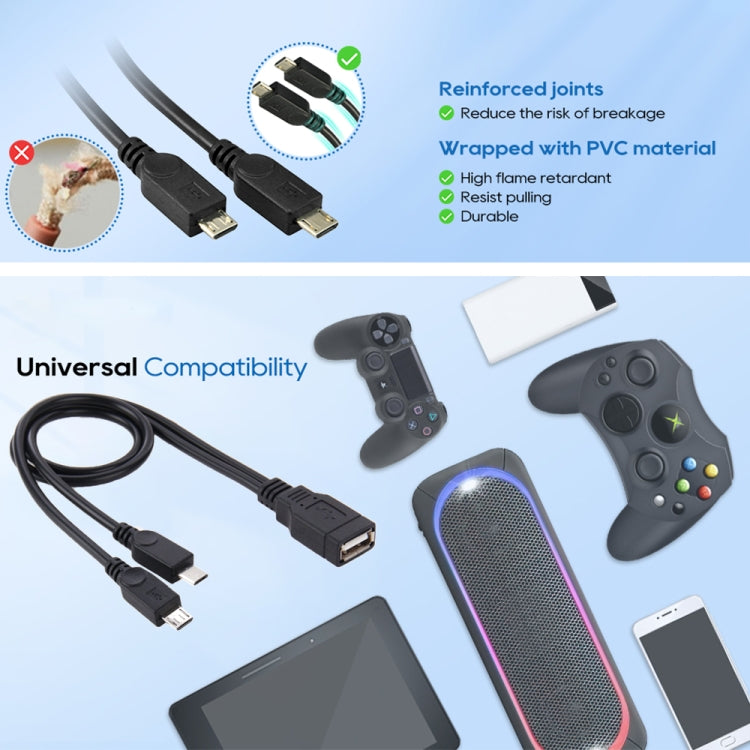 USB 母 轉 雙Micro USB公 轉換線