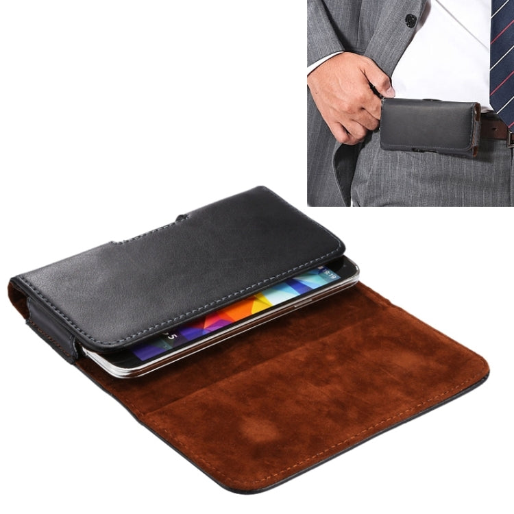 適用於三星 S5 I9082 通用皮套背夾扣上下開橫套掛腰包 棕色