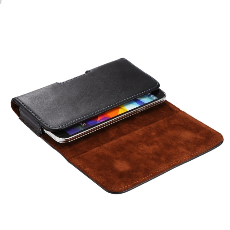 適用於三星 S5 I9082 通用皮套背夾扣上下開橫套掛腰包 棕色