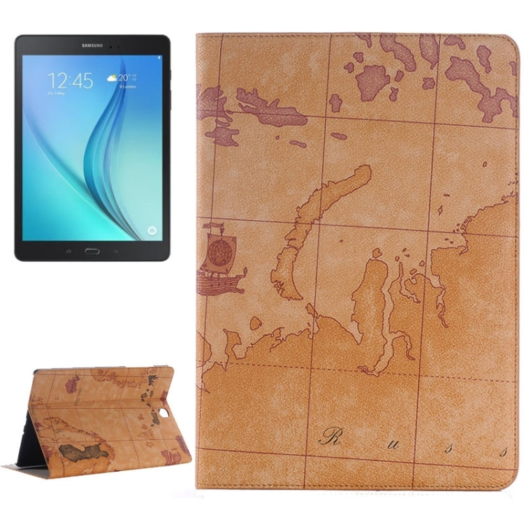 適用於三星Galaxy Tab A 9.7 4G LTE / T555 地圖圖案皮套帶支架&卡槽&錢包，圖案隨機發貨