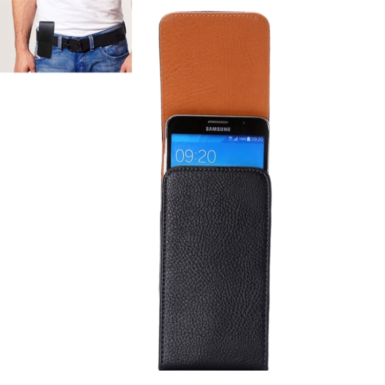 適用於Samsung Galaxy Mega 2 / Note 4 / Note 3  通用荔枝紋保險扣豎套掛腰包 6.3英寸以下的產品通用