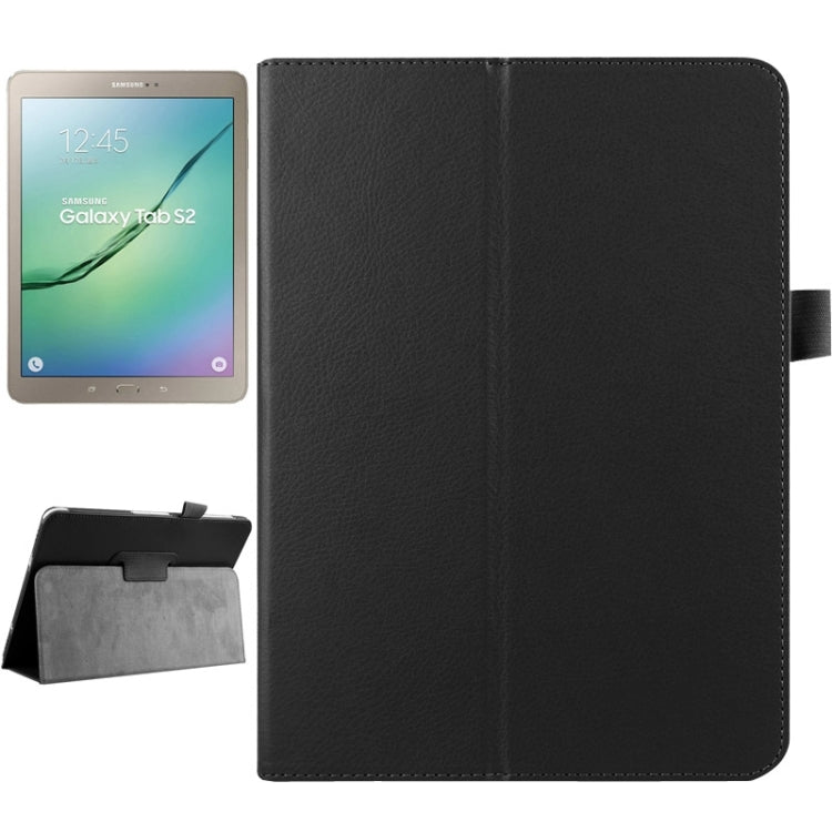 適用於三星Galaxy Tab S2 9.7 / T815荔枝紋左右開純色智能皮套 帶兩折支架 & 休眠功能