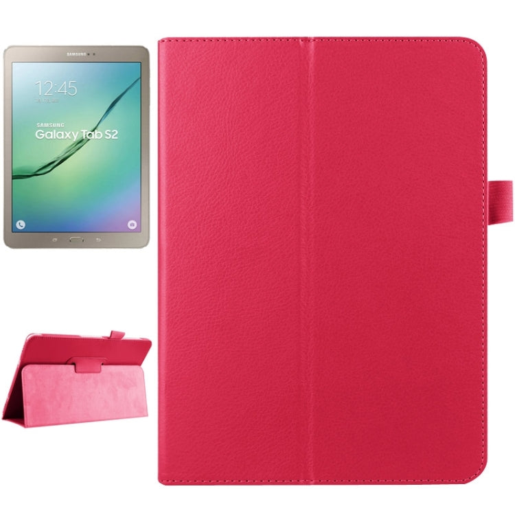 適用於三星Galaxy Tab S2 9.7 / T815荔枝紋左右開純色智能皮套 帶兩折支架 & 休眠功能