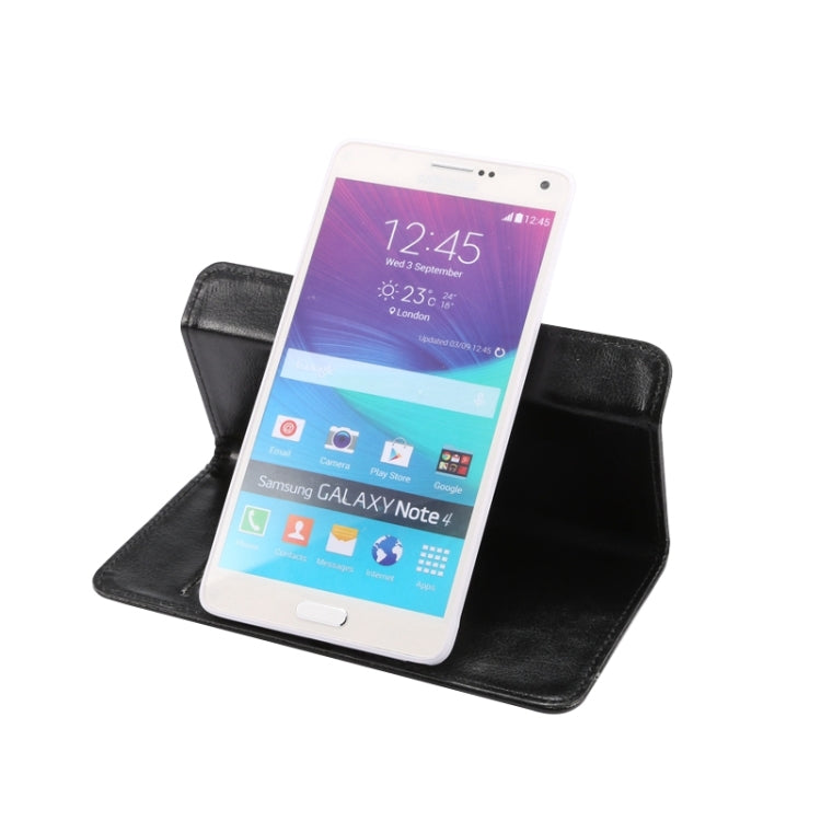 適用於三星Galaxy Note I / II / III / IV 5.3-5.5寸通用瘋馬紋360度旋轉皮套帶支架和卡槽