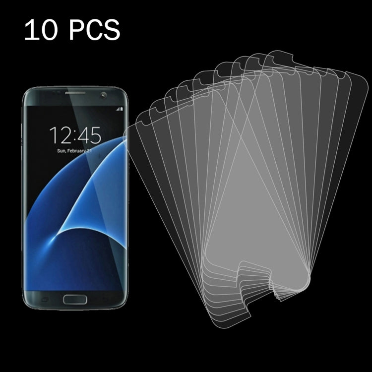 10pcs/裝 適用於三星蓋樂世 S7 / G930 0.26mm厚度 9H表面硬度 2.5D弧邊 鋼化玻璃保護膜套裝 非全屏