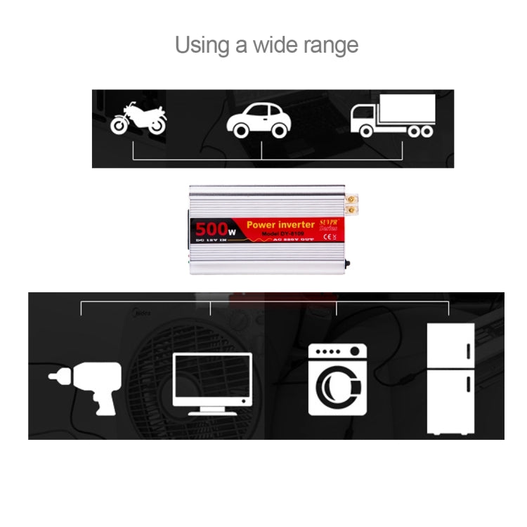 SUVPR DY-8109 500W DC 12V 轉 AC 220V電源逆變器 帶USB接口&通用插座