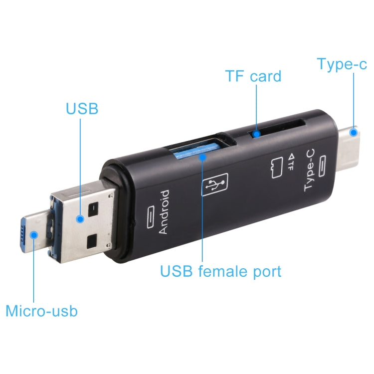 D-188 3合1 TF & USB2.0 轉 Micro USB & Type-C讀卡器 OTG轉接頭
