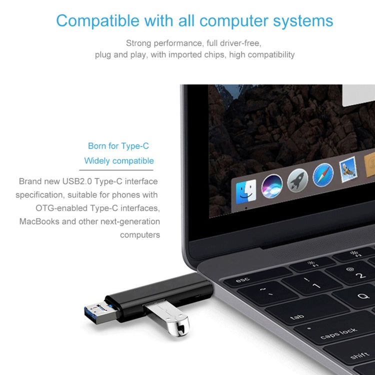 D-188 3合1 TF & USB2.0 轉 Micro USB & Type-C讀卡器 OTG轉接頭