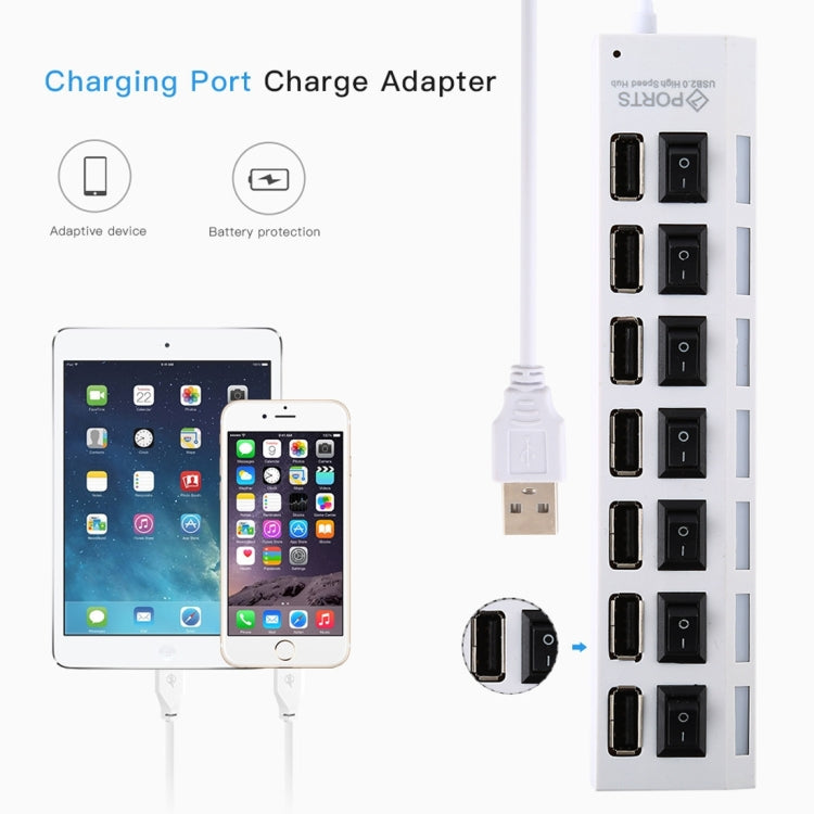 7 口 USB 2.0 HUB 即插即用 , 黑色