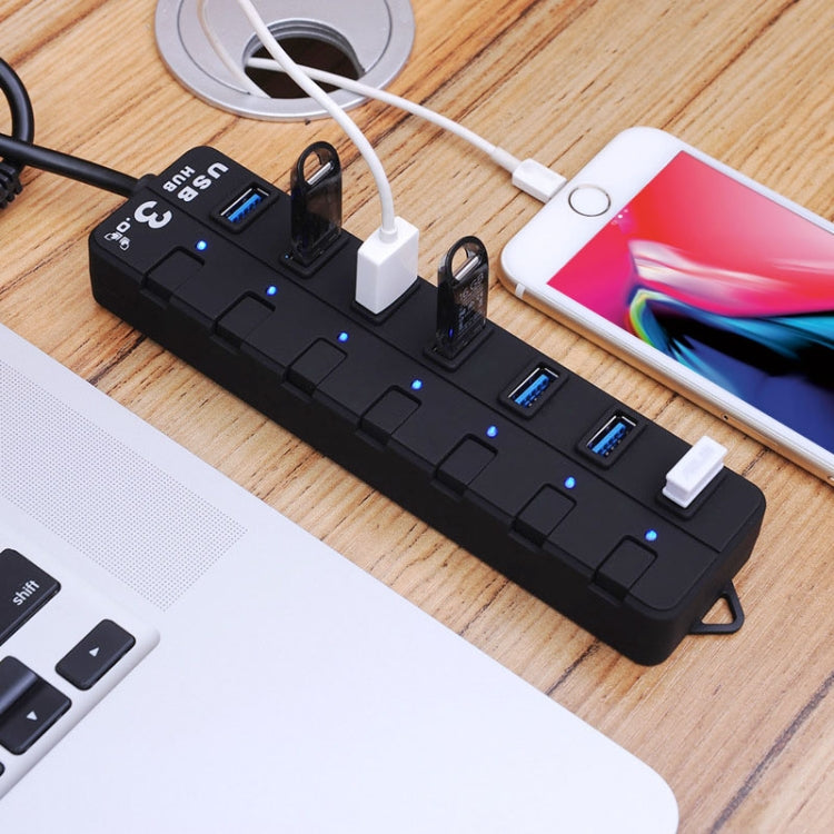 7 口 USB 3.0 HUB 帶藍色LED显示, 3007