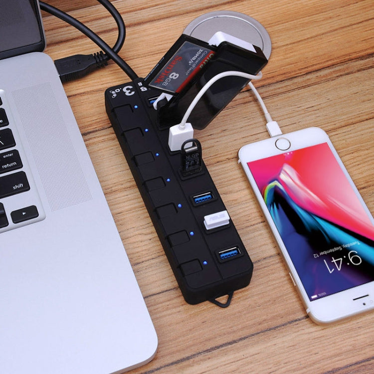 7 口 USB 3.0 HUB 帶藍色LED显示, 3007