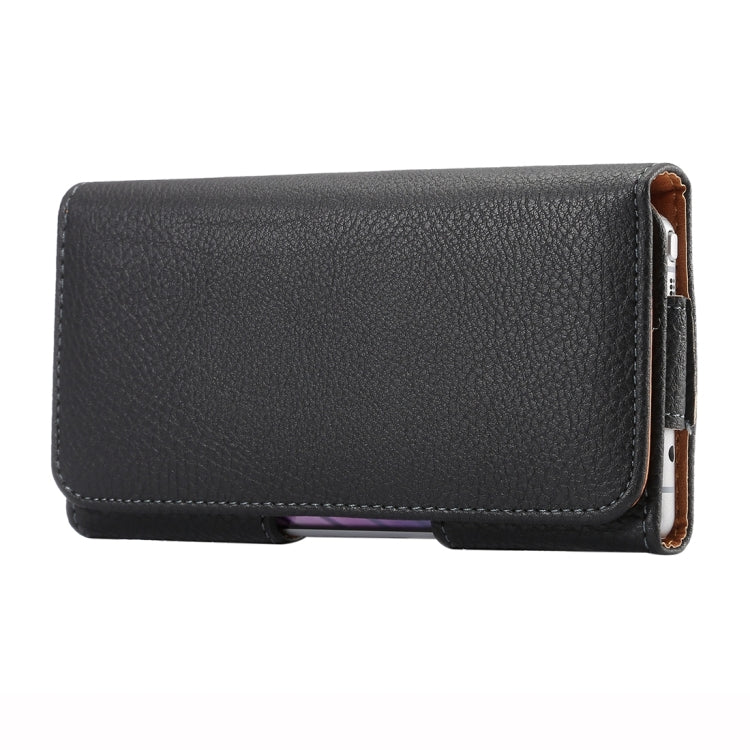 適用於三星蓋樂士Note 5 / Note 4等5.7寸相同規模機型通用 荔枝紋背夾扣上下開橫套掛腰包