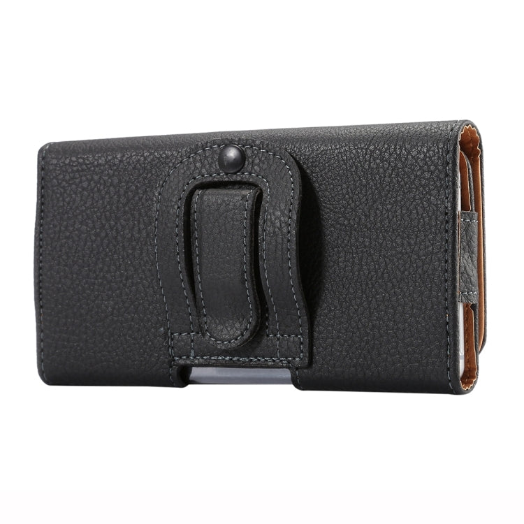 適用於三星蓋樂士Note 5 / Note 4等5.7寸相同規模機型通用 荔枝紋背夾扣上下開橫套掛腰包