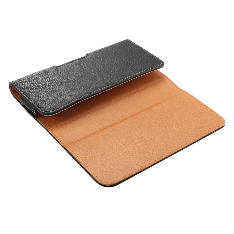 適用於三星蓋樂士Note 5 / Note 4等5.7寸相同規模機型通用 荔枝紋背夾扣上下開橫套掛腰包