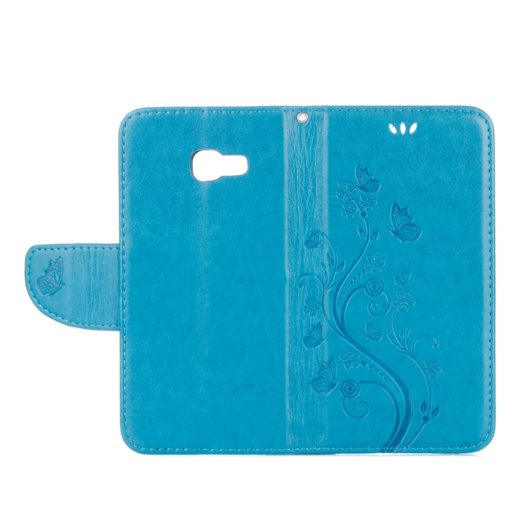 適用於三星蓋樂世A5  / A520 壓花蝶戀花圖案左右開皮套 帶支架&卡槽&錢包&手繩