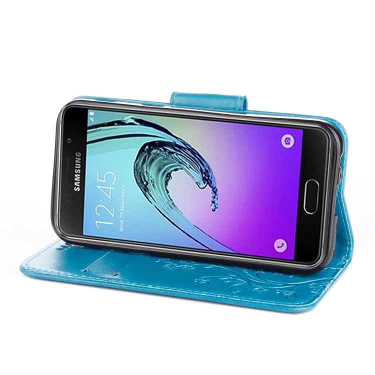 適用於三星蓋樂世A5  / A520 壓花蝶戀花圖案左右開皮套 帶支架&卡槽&錢包&手繩