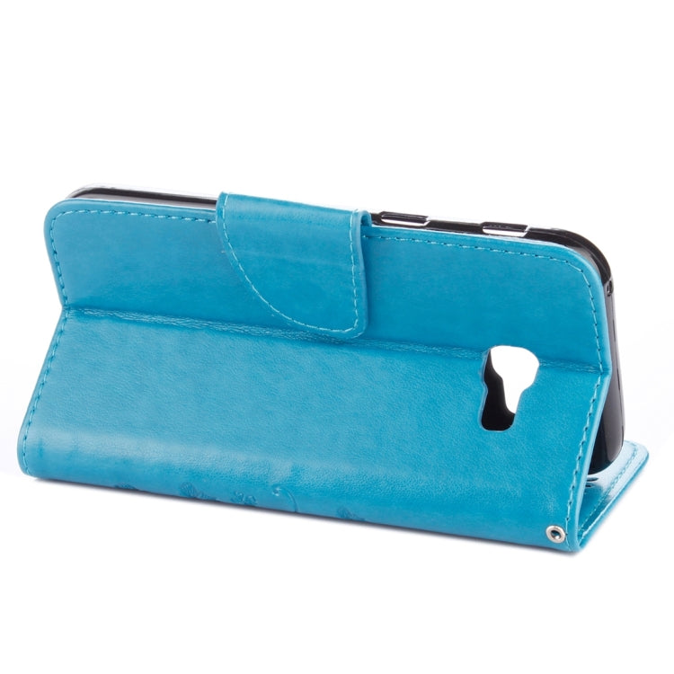 適用於三星蓋樂世A5  / A520 壓花蝶戀花圖案左右開皮套 帶支架&卡槽&錢包&手繩