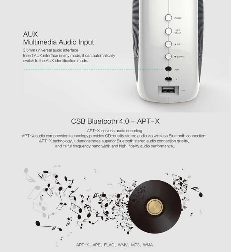 耐爾金NILLKIN 慢城MC1 二合一 QI無線充電發射器+藍牙音箱 帶LED時間显示/鬧鐘/AUX音頻輸入口/USB充電口/DSP/APT-X/NFC配對功能 CE/RoHs/FCC認證