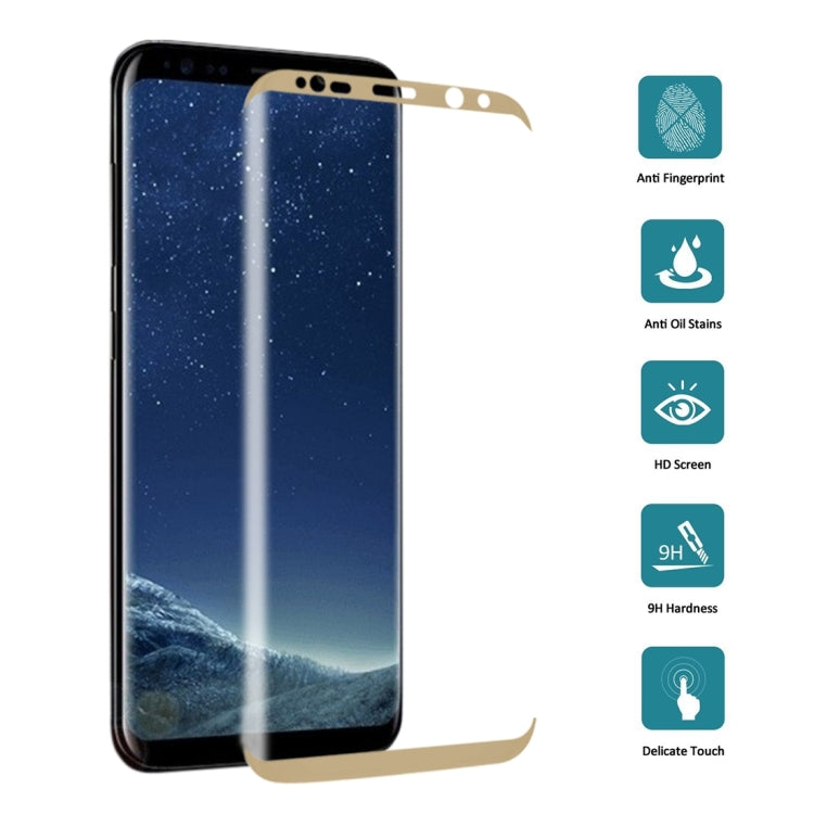 適用於Samsung Galaxy S8 / G950 0.3mm厚度 9H表面硬度 3D弧邊 絲印全屏覆蓋鋼化玻璃保護膜 縮小有孔