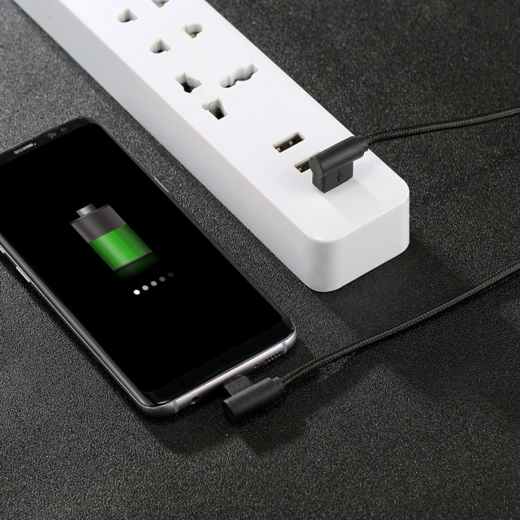 USB 轉 Type-C 雙彎頭 尼龍編織充電線 長度：約1m