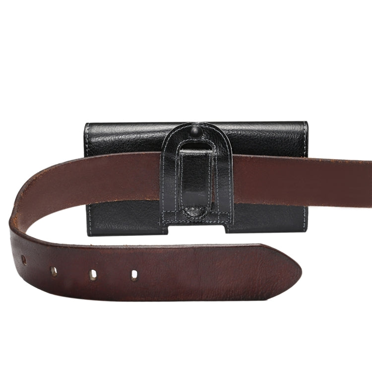 適用於蘋果    iPhone X    & 三星蓋樂士S7 & S6 Edge & S6 & S5, 索尼Xperia Z5 & Z4 & Z3 華為P9 & P8, 等5.2寸相同規模機型通用 皮革荔枝紋可旋轉背夾扣上下開橫套掛腰包