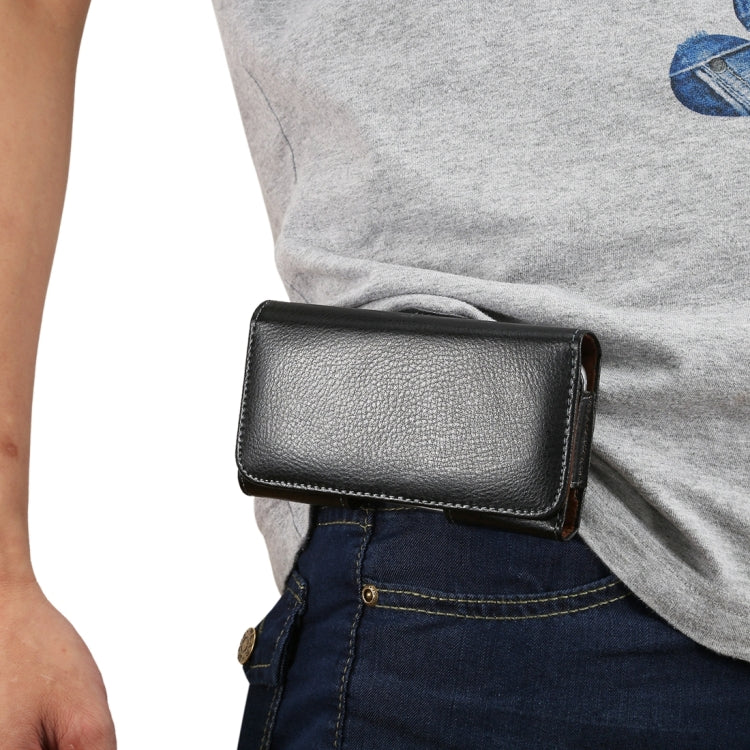 適用於蘋果    iPhone X    & 三星蓋樂士S7 & S6 Edge & S6 & S5, 索尼Xperia Z5 & Z4 & Z3 華為P9 & P8, 等5.2寸相同規模機型通用 皮革荔枝紋可旋轉背夾扣上下開橫套掛腰包