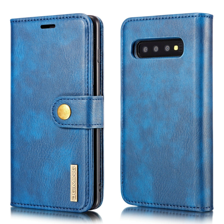 DG.MING 適用於三星 Galaxy S10 E 兩折牛皮款左右開可拆分磁吸皮套 帶支架&卡槽&錢包