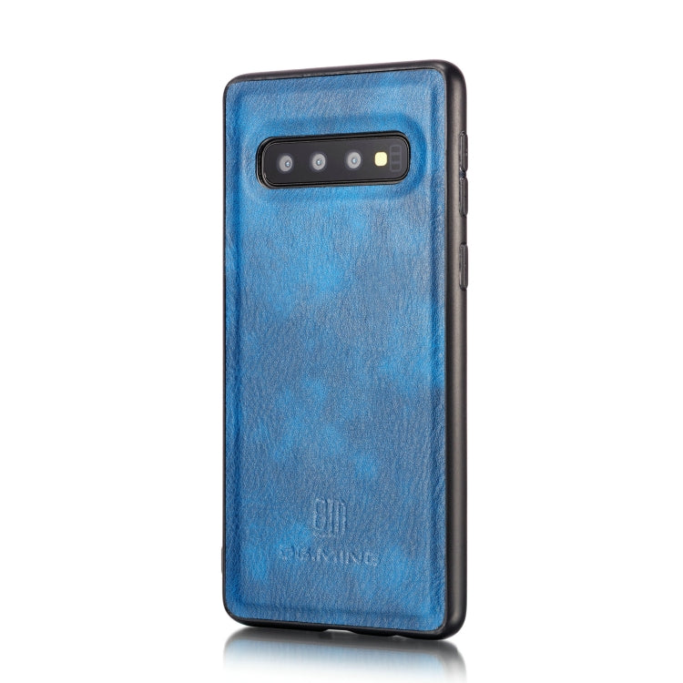 DG.MING 適用於三星 Galaxy S10 Plus 兩折牛皮款左右開可拆分磁吸皮套 帶支架&卡槽&錢包
