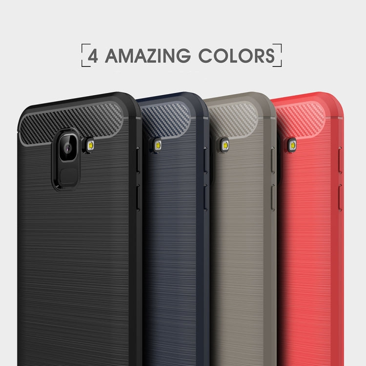 適用於三星Galaxy J6 2018歐版 防滑拉絲碳纖維紋TPU保護殼