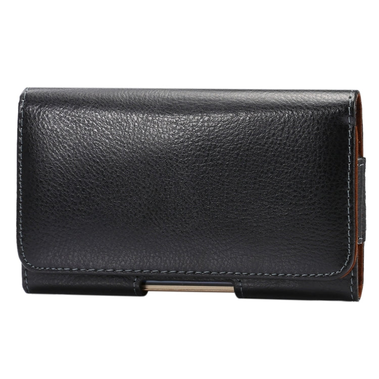 適用於三星蓋樂士S7 Edge,Note 5 & 4 & 3 & 2,華為P9 Plus & 榮耀7i / 6 Plus 等5.5寸相同規模機型通用 皮革荔枝紋可旋轉背夾扣上下開橫套掛腰包