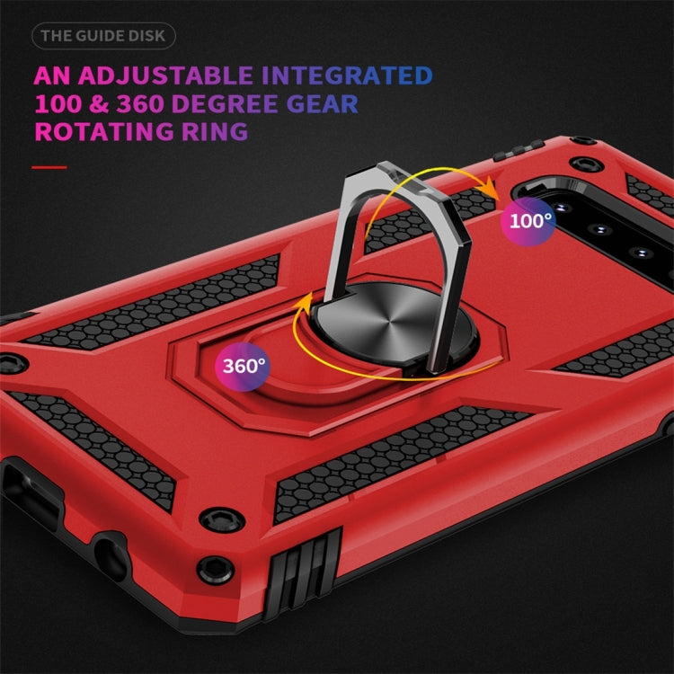 適用於三星 Galaxy S10 TPU + PC軍士盔甲防摔保護殼，帶360度旋轉支架