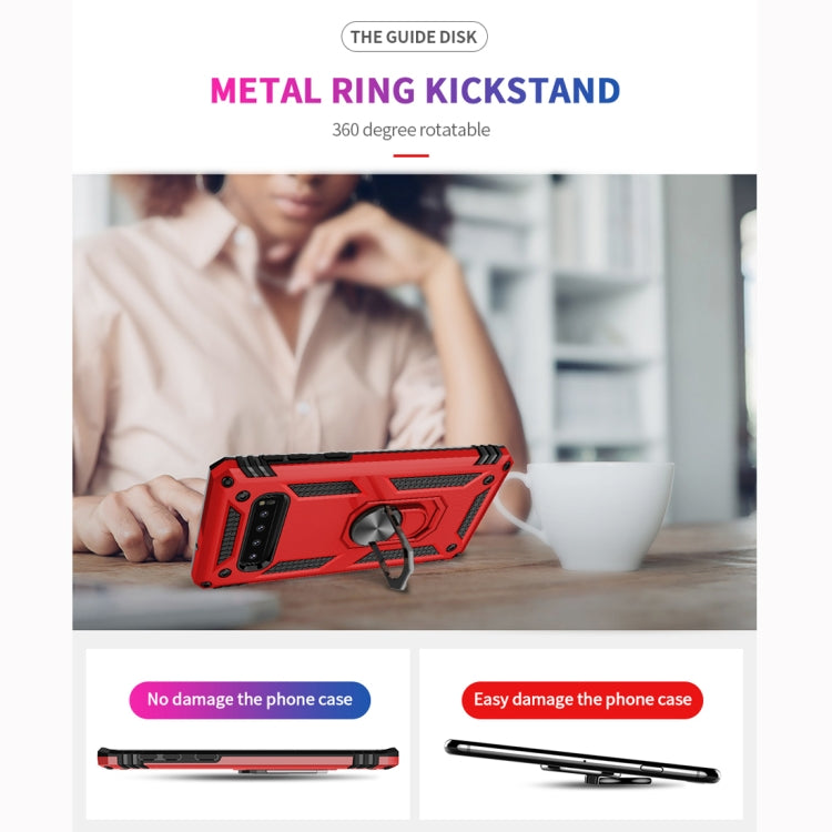 適用於三星 Galaxy S10 TPU + PC軍士盔甲防摔保護殼，帶360度旋轉支架