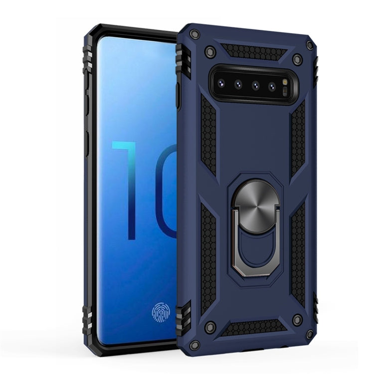 適用於三星 Galaxy S10 TPU + PC軍士盔甲防摔保護殼，帶360度旋轉支架