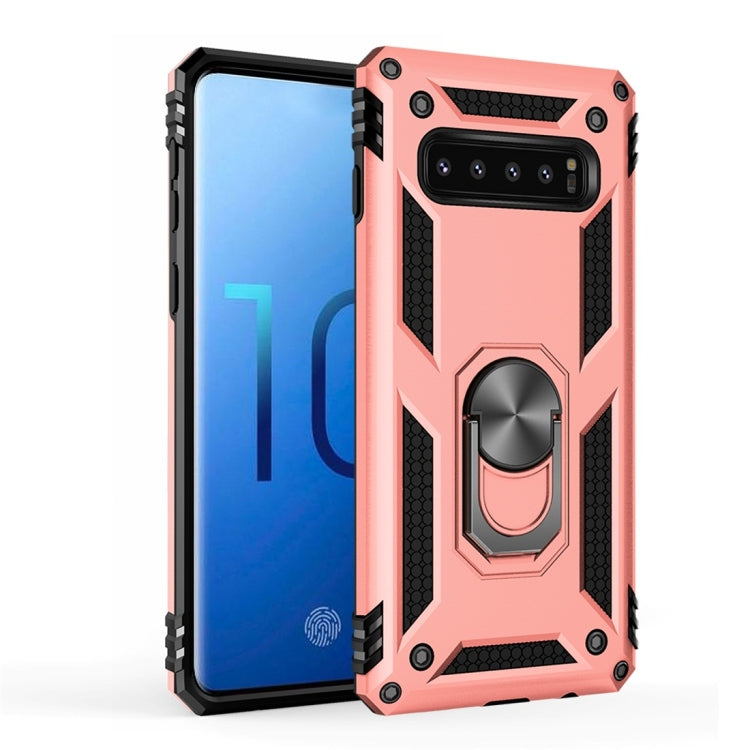 適用於三星 Galaxy S10 TPU + PC軍士盔甲防摔保護殼，帶360度旋轉支架
