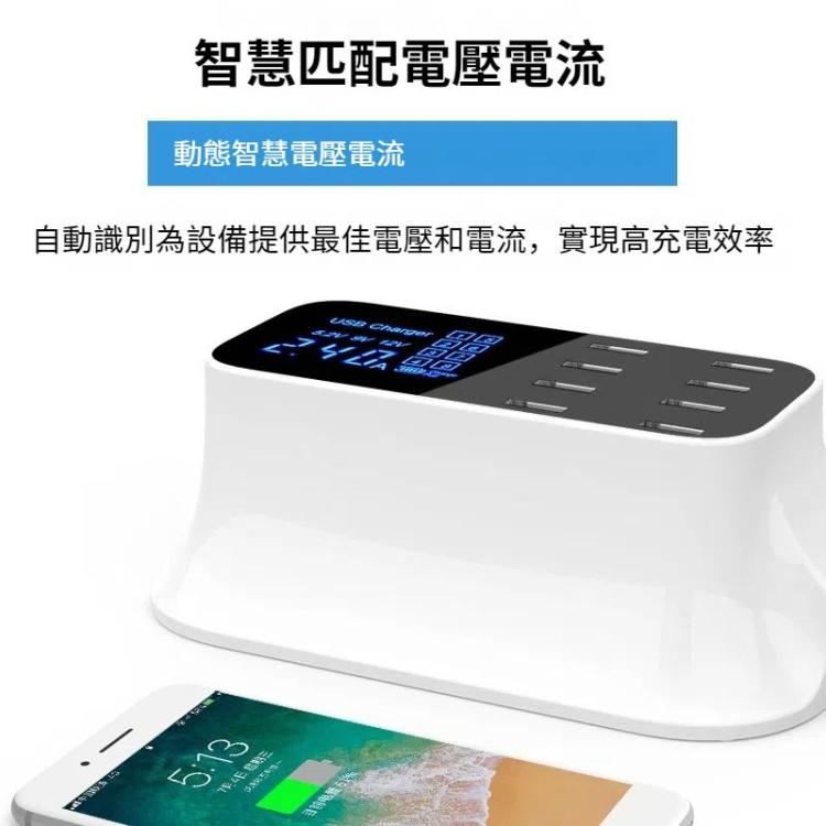YC-CDA19A 八口USB多功能40W智能數顯快充充電器 英規