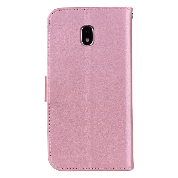 適用於三星蓋樂世J3  / J330  玫瑰壓花圖案左右翻蓋皮套 帶支架&卡槽&錢包