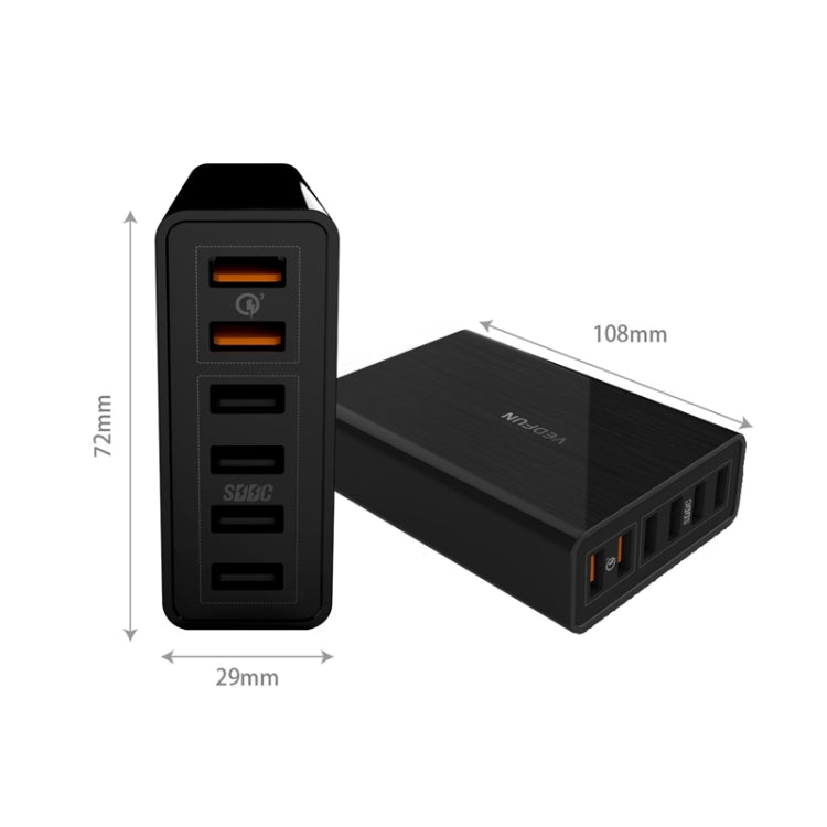 VEDFUN TurboCube D620 QC3.0六口智能充電器 歐規/美規/英規