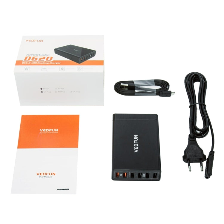 VEDFUN TurboCube D620 QC3.0六口智能充電器 歐規/美規/英規