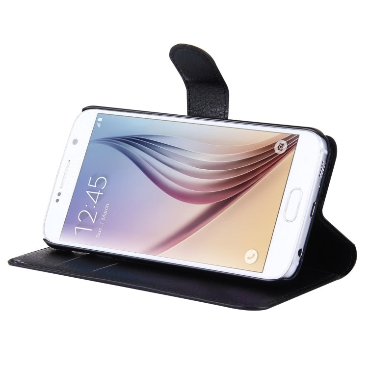 適用於三星蓋樂世 S6 / G920 荔枝紋左右開皮套 帶支架&卡槽&錢包