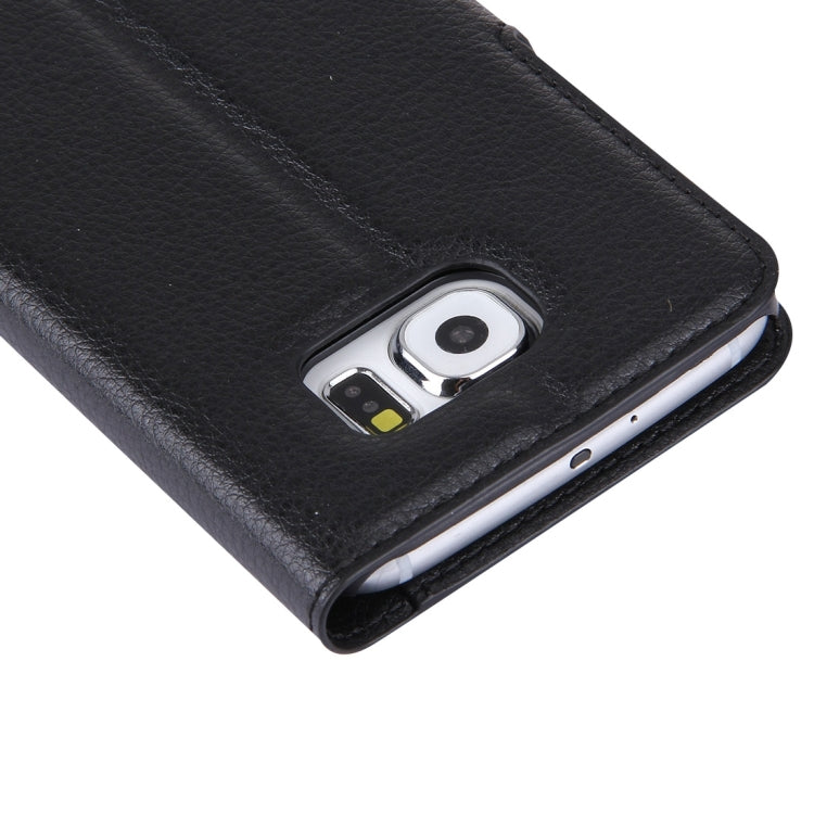 適用於三星蓋樂世 S6 / G920 荔枝紋左右開皮套 帶支架&卡槽&錢包