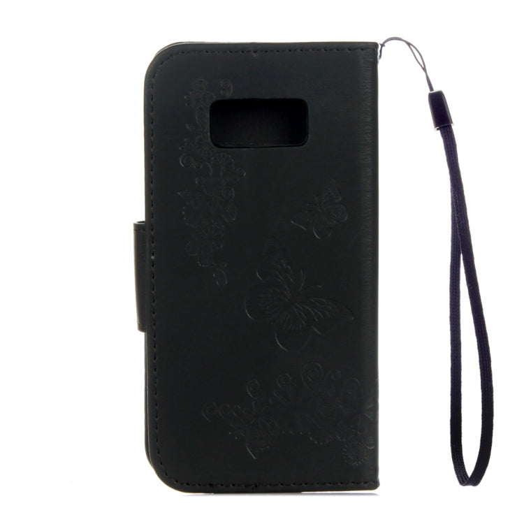 適用於三星蓋樂世 S8 壓花大蝴蝶圖案左右開皮套 帶支架&卡槽&錢包&手繩