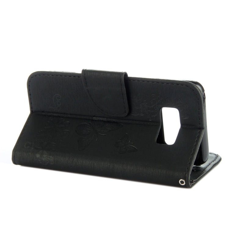 適用於三星蓋樂世 S8 壓花大蝴蝶圖案左右開皮套 帶支架&卡槽&錢包&手繩