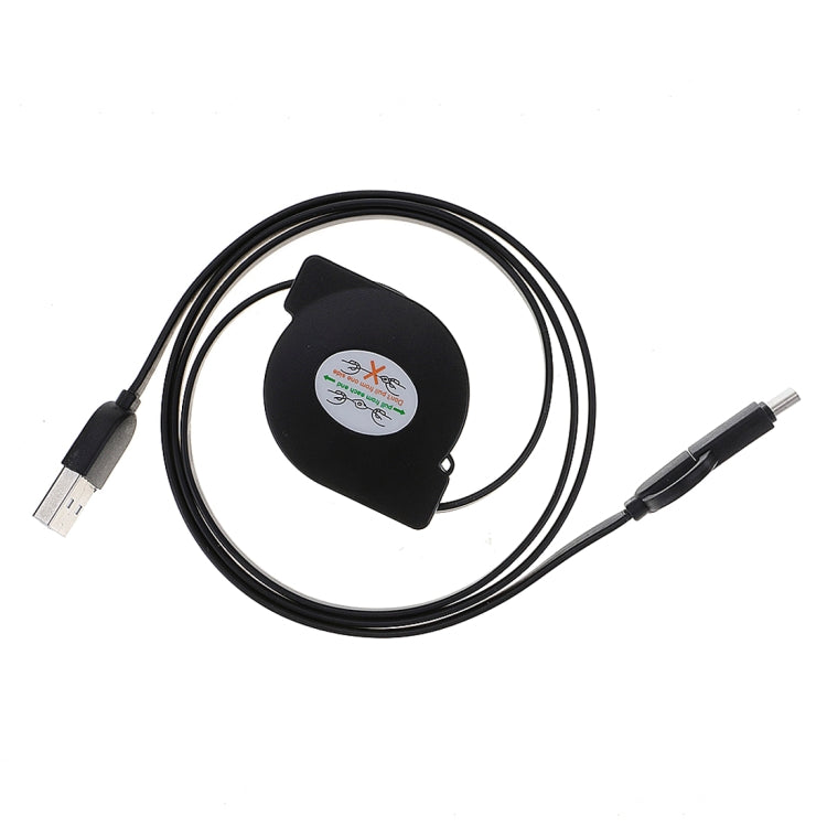 1米 2A Micro USB 轉Type-C二合一伸縮數據線充電線