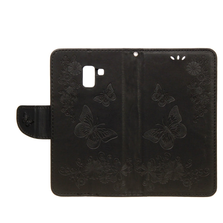 適用於三星Galaxy A8  壓花大蝴蝶圖案左右開皮套 帶卡槽&支架&錢包&手繩