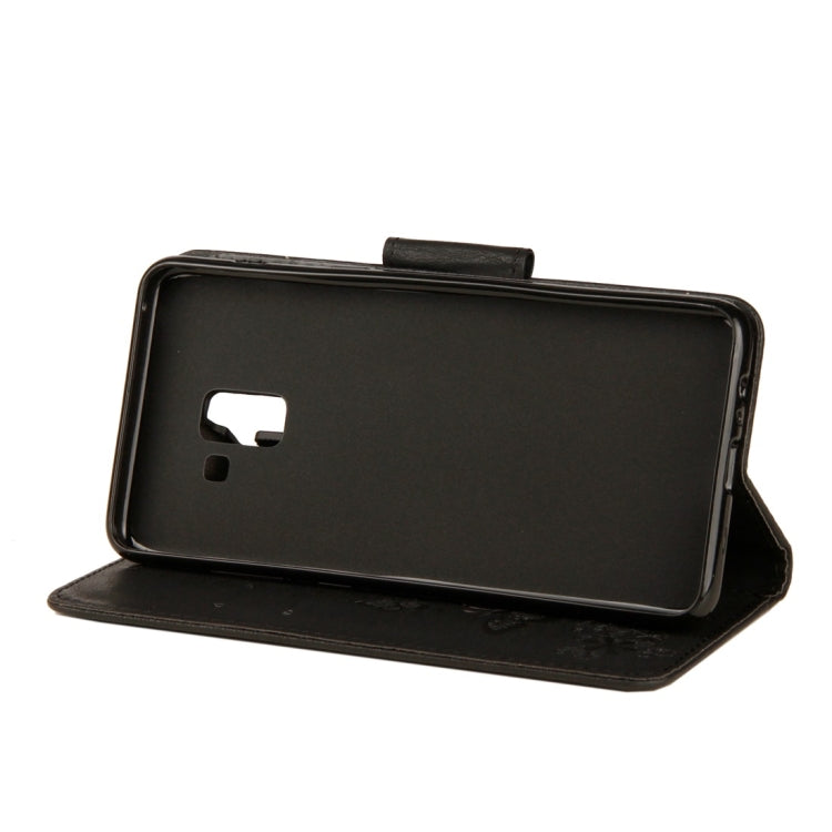 適用於三星Galaxy A8  壓花大蝴蝶圖案左右開皮套 帶卡槽&支架&錢包&手繩