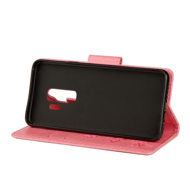 適用於三星Galaxy S9+ 壓花大蝴蝶圖案左右開皮套 帶卡槽&支架&錢包&手繩