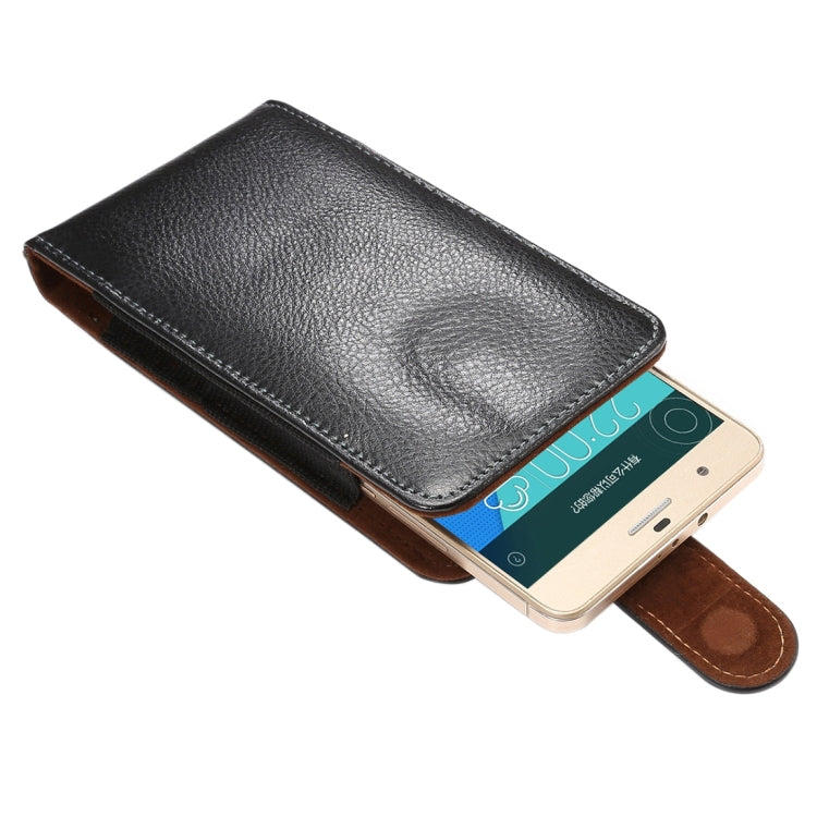 華為P9 Plus & 榮耀7i / 6 Plus,適用於三星蓋樂士Note 3 & Note 2 等5.5寸相同規模機型通用 皮革荔枝紋可旋轉背夾扣上下開豎套掛腰包
