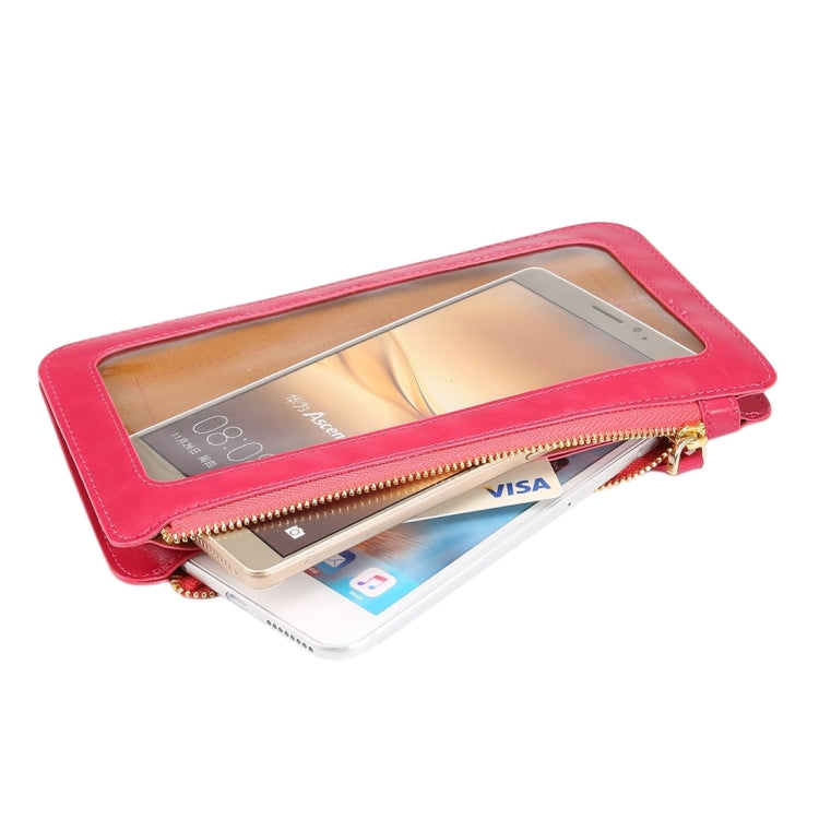 瘋馬紋全觸摸錢包式手提斜挎時尚手機包 華為Mate 8.適用於三星Note 8 Mega 6.3