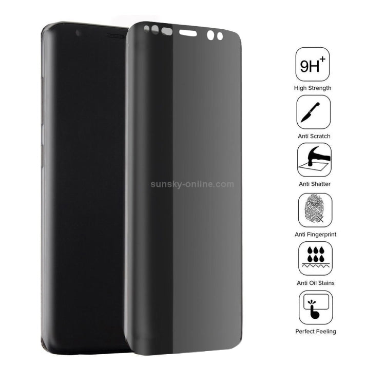 適用於Samsung Galaxy S8+ / G9550 0.3mm厚度 9H表面硬度 3D弧邊 防偷窺 全屏覆蓋鋼化玻璃保護膜 縮小有孔