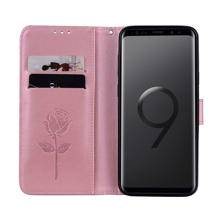 適用於Samsung Galaxy S9+ 玫瑰壓紋左右翻蓋環保PU皮套 帶支架&卡槽&錢包